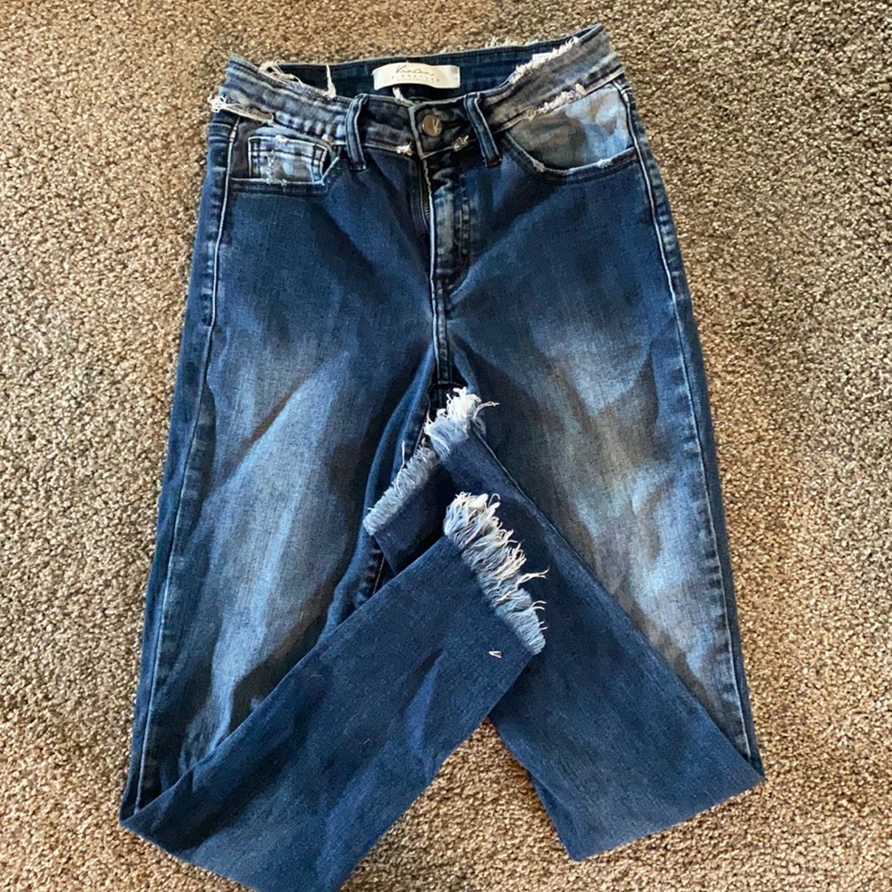 Kancan Signature distressed pants with frayed ends